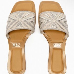 Zara limited edition rhinestones fabric sandal